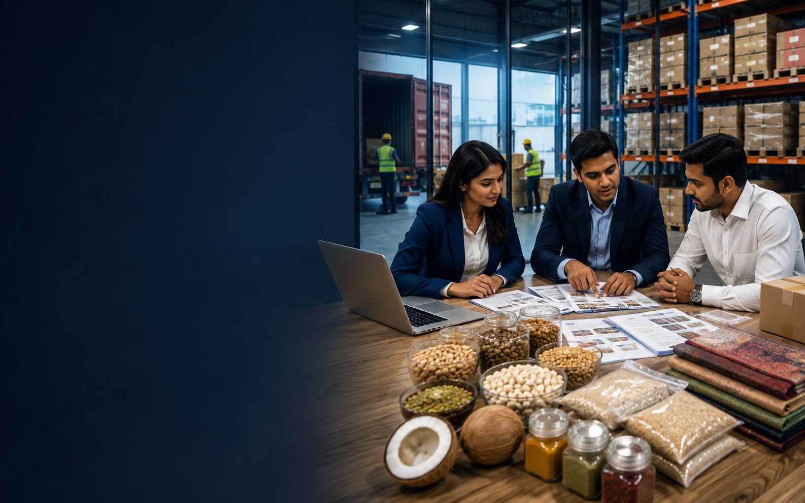 Indian export team reviewing international buyer product requirements